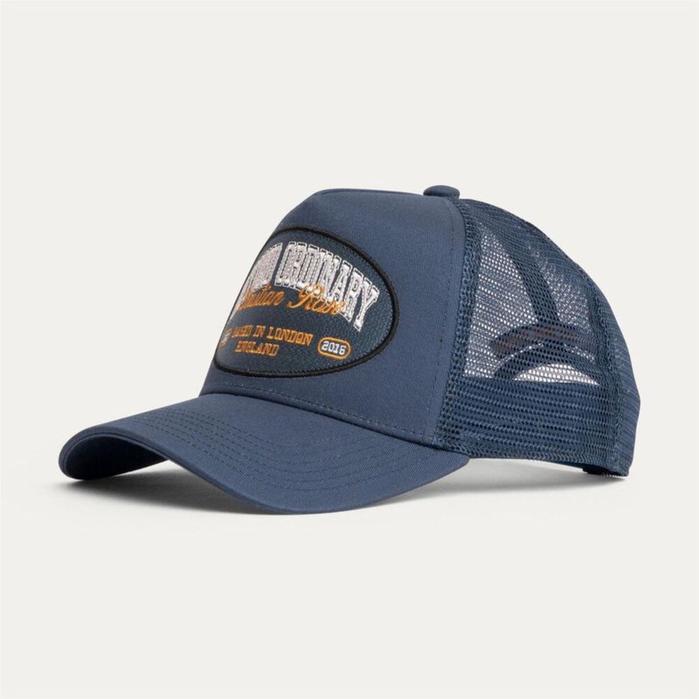 Christian Rose Embroidered Patch Trucker Cap / Navy